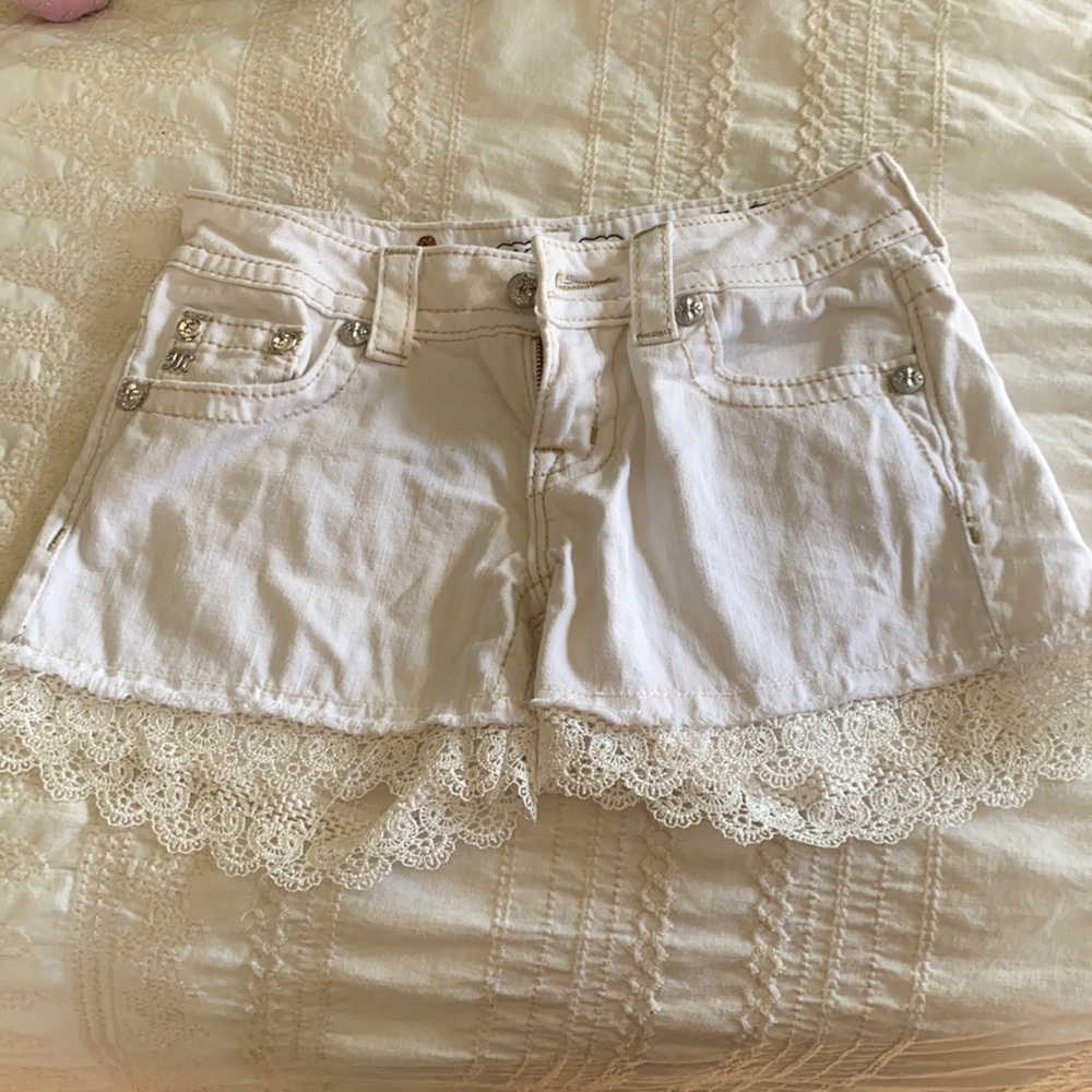 White Miss Me Shorts